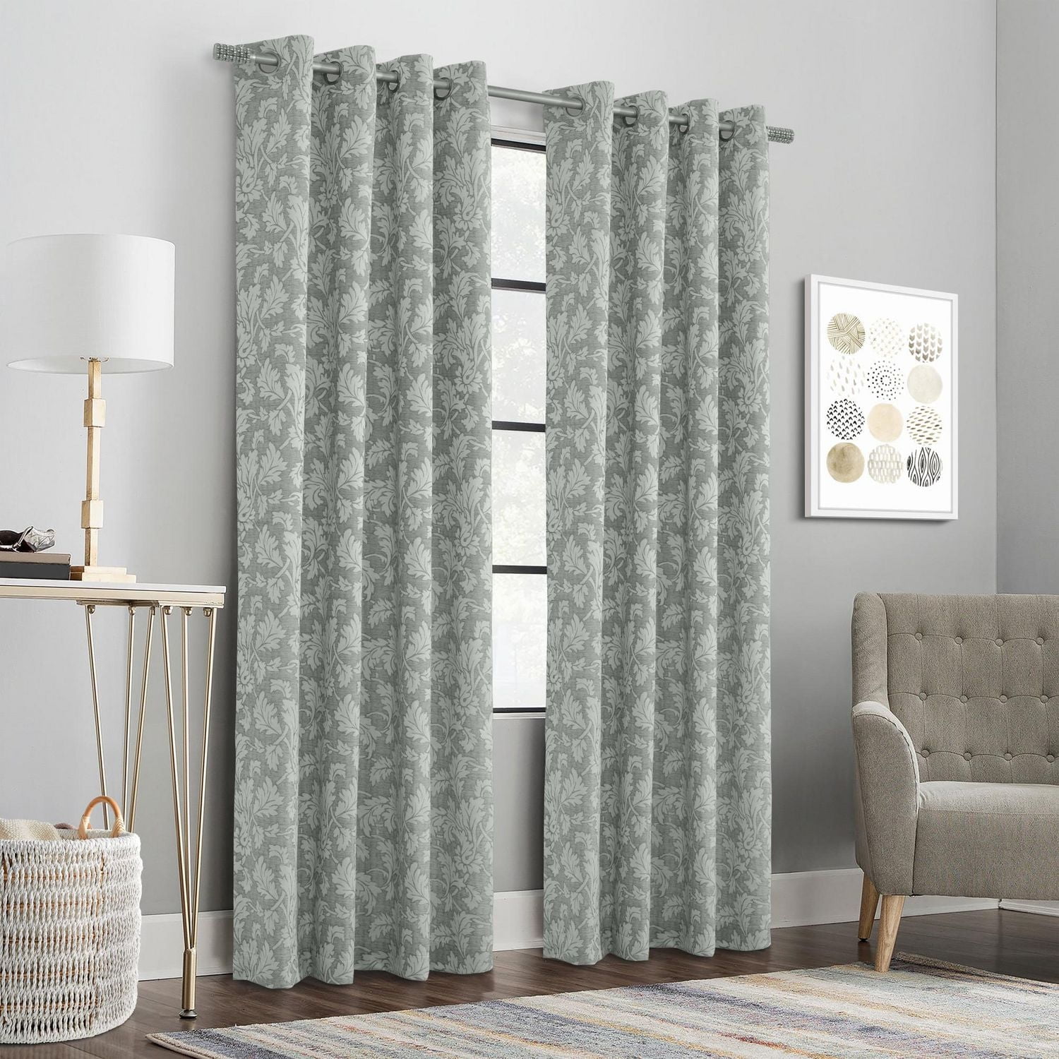 Vera Light Filtering Grommet Curtain Panel Pair 52" x 95" each in Grey