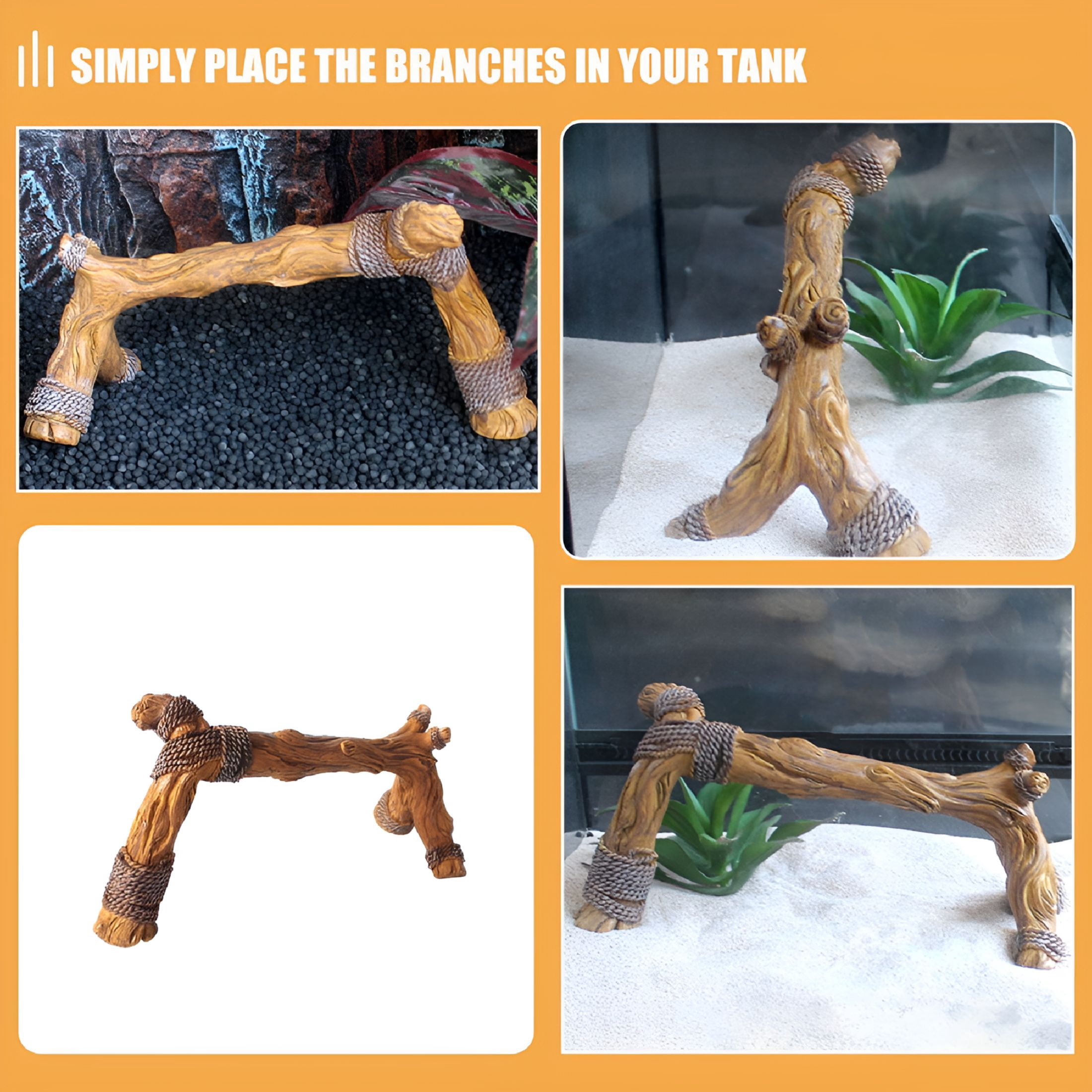 BPPEG Reptile Climbing Branch For Terrariums Snake Decor For Tanks Driftwood For Aquariums Reptile Resin Wood Branch Accessories