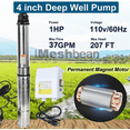 thumbnail image 2 of iMeshbean Deep Submersible Well Pump 1HP 33GPM 207ft Head with 100ft Power Cable, 110V 1-1/2" NPT 4" Stainless Steel Water Pumps w/Control Box, 2 of 17