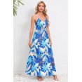 thumbnail image 6 of Women's Printed Surplice Maxi Cami Dress with Sheer Overlay and Easy Care 95% Polyester 5% Spandex for versatile wear, 6 of 17