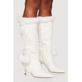 thumbnail image 2 of Women's Side Zip Faux Fur Pom Pom Stiletto Boots, 2 of 3