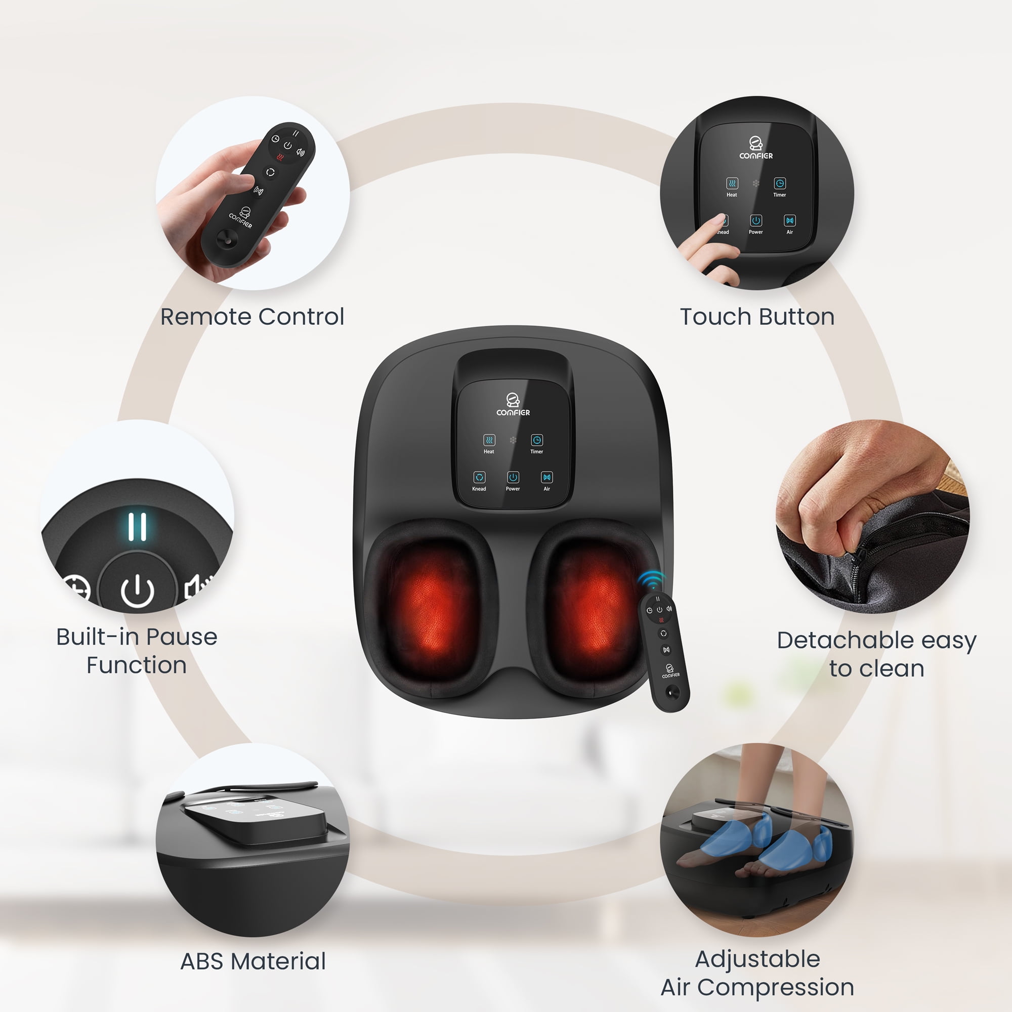 Comfier Foot Massager Machine with Heat, Shiatsu Foot Massager for Blood Circulation up to size 13, Gifts