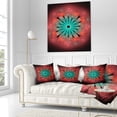 thumbnail image 3 of Designart Fractal Blooming Blue Red Flower - Floral Throw Pillow - 16x16, 3 of 5