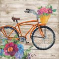 thumbnail image 3 of Gango Home Decor Country-Rustic Bicyle Decor | Brown, Orange, Pink & Purple Bike & Floral; Two 12x12in Art Prints in White Frames, 3 of 6