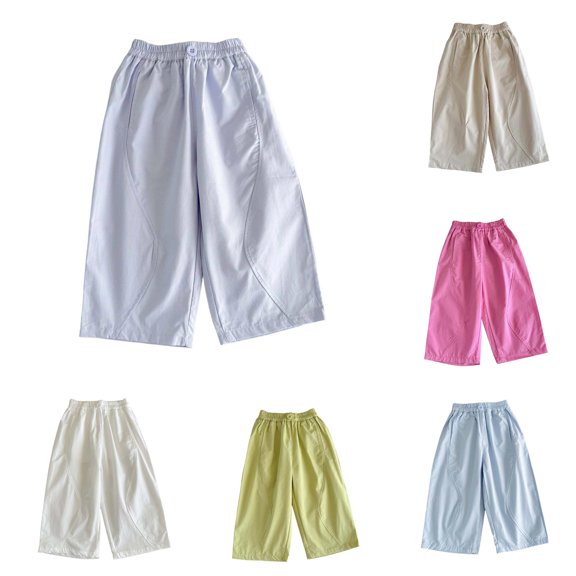 Girls Summer Casual Pants Straight Leg Lightweight Toddler Baby Carrot Style Trousers Girls 4-5 Years