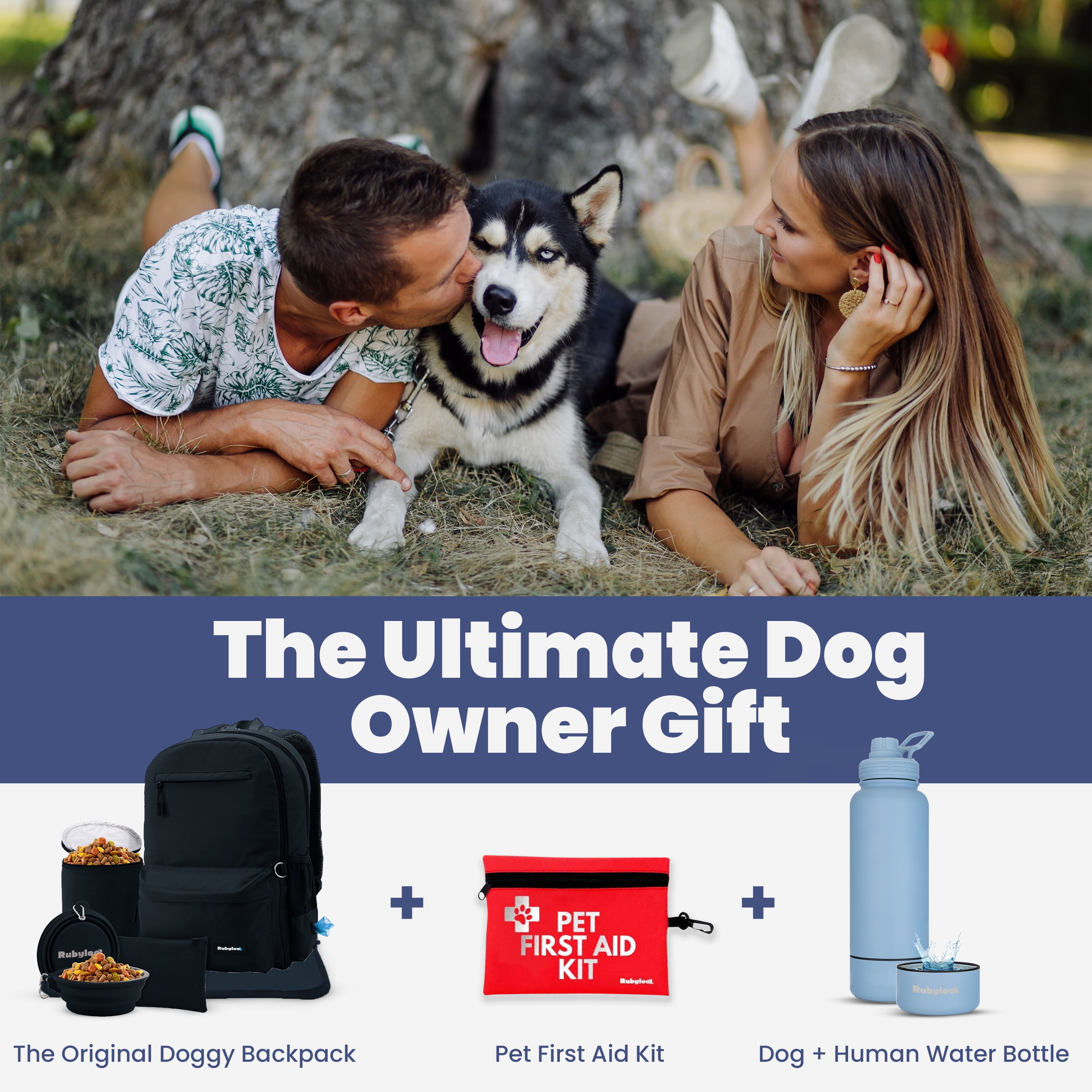 Dog Travel Bag for Supplies - Backpack with 2 Collapsible Dog Bowls, Food Bag, Treat Pouch: Black