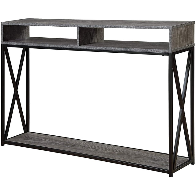 Convenience Concepts Table Console Tucson Deluxe à Deux Niveaux, Fini Bois Gris