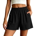 thumbnail image 2 of Utoimkio Women's Crinkle Gauze Shorts,Elastic High Waist with Button Detail Pockets, 2 of 7