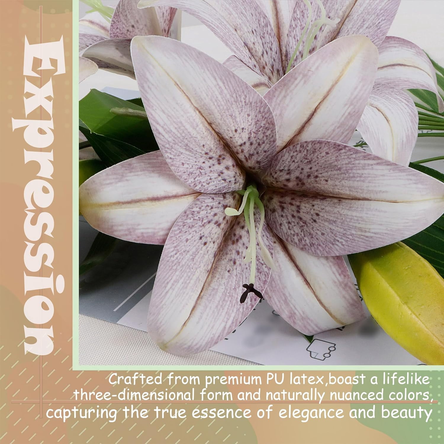 6pcs Tiger Lily Artificial Flowers, 15 Inch Faux Lilies Flower with 2 Blooms and 1 Bud, Latex Real Touch Easter Lily Flowers for Home Décor Centerpiece Wedding Bouquet,Deep Purple