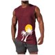 thumbnail image 2 of Camiseta sin mangas de cuello redondo para hombre, informal, a la moda, con estampado, deportiva, de poliéster, 2 of 5
