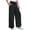 Black, variant on High Waist Women Casual Wide Leg Pants Straight Drawstring Sport Trousers
