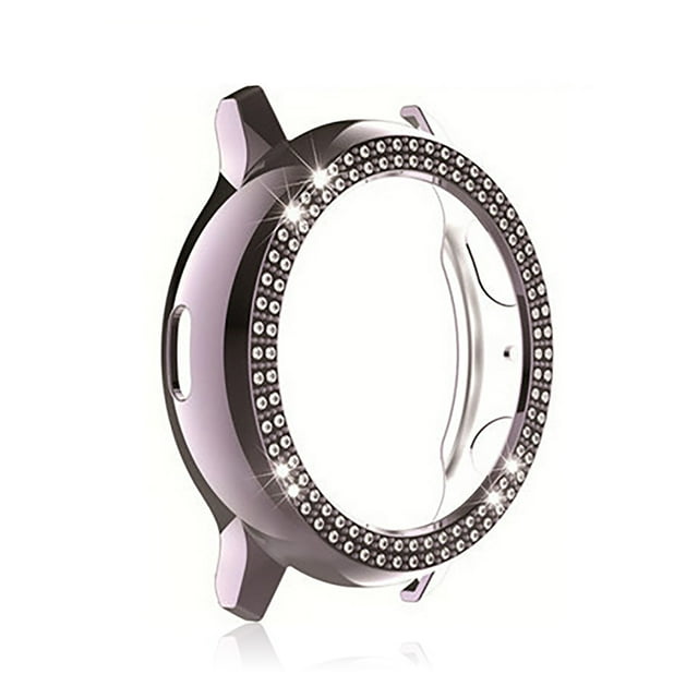 Watches Case Firmness Round Shape Hard Frame Bumper Sparkle Rhinestone Protector Chic Shockproof Solid Shell Watch Cover R820-44mm Gray