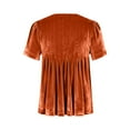 thumbnail image 6 of Hxshgdsn Womens Velvet Peplum Babydoll Shirts Short Sleeve Crewneck Pleated Blouse Flared Swing Pullover Tops Casual Trendy Orange 2Xl, 6 of 7