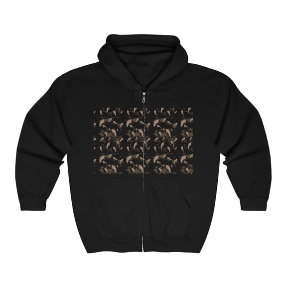 Miniaday Designs Unisex Heavy Blend™ Full Zip Hooded Sweatshirt Ethereal Avian Silhouettes Collection