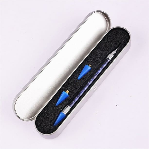 Fiudx Bolígrafo para Decoración de Uñas Adhesivo, Cabezal Doble Desmontable, Integrado para Puntear, Diseño de Uñas, Uso Doméstico, Ideal para Principiantes, 14 Cm, Incluye 2 Cabezales de Repuesto.