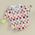 thumbnail image 2 of Bagilaanoe Newborn Baby Girl Boy Rompers Checkerboard Print Short Sleeve Bodysuit 3M 6M 12M 18M Infant Summer One Piece Jumpsuit, 2 of 6