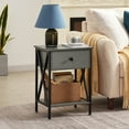 thumbnail image 5 of VECELO Nightstand, Hemp Gray, Metal MDF, 1 Drawer, 2-Tier Storage, 15.8" x 11.8" x 21.7", 22.05 lb, 5 of 9