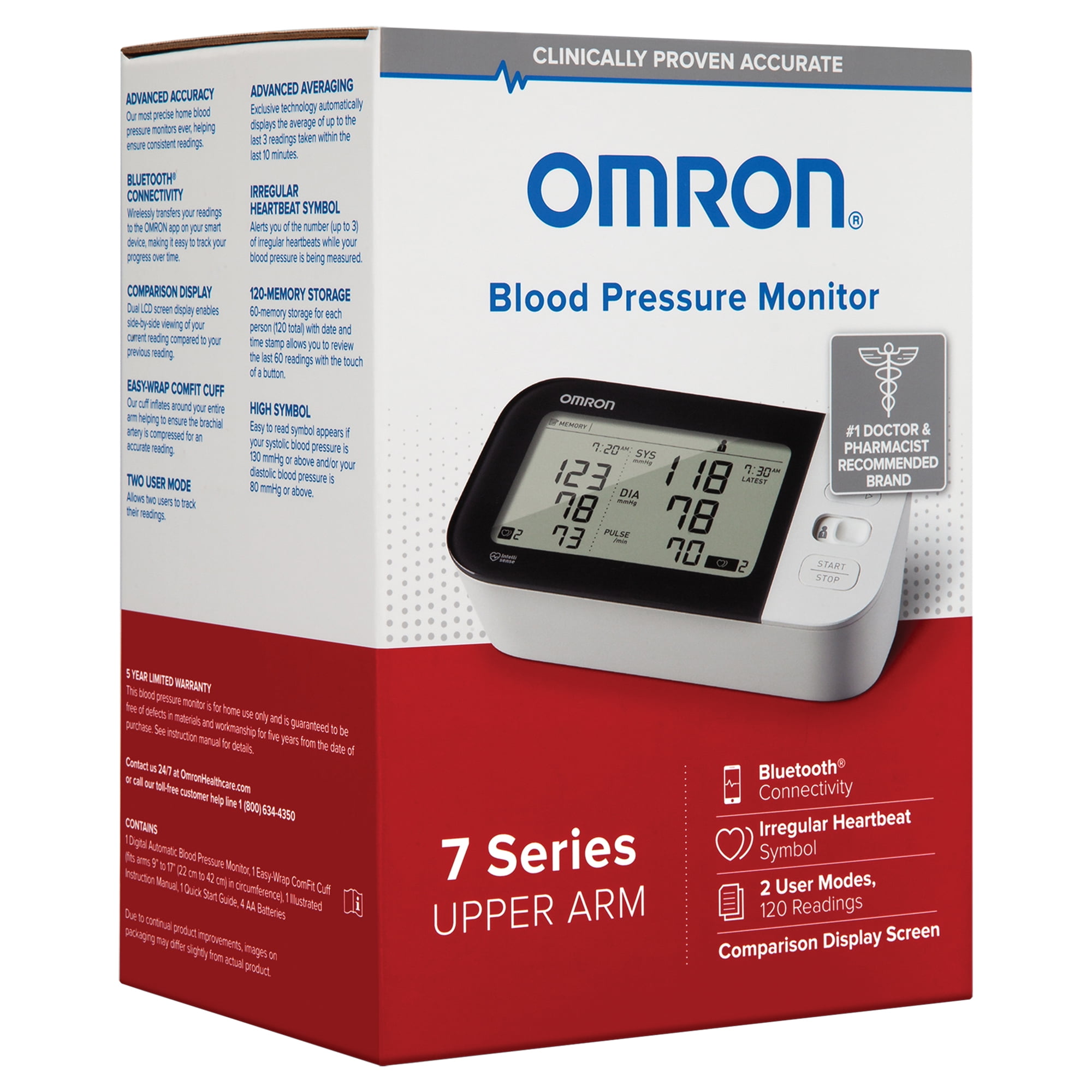 Omron 7 Series Wireless Upper Arm Blood Pressure Monitor & AC Adapter, BP7350