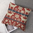 thumbnail image 7 of Nordic Throw Pillow Cushion Case, Traditional Northern Culture Pattern with Reindeer Snowflake and Floral Arrangement, Decorative Square Accent Pillow Cover,  Red Beige, 7 of 7