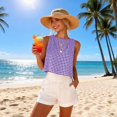 thumbnail image 5 of Plaid Shirts For Women Wide Strap Tank Tops For Women Sleeveless Tops For Women Solid Color Work Blouses Short Sleeve Top For Women Gingham Tops For Women Dressy Tanks Spring Tank Top, 5 of 8