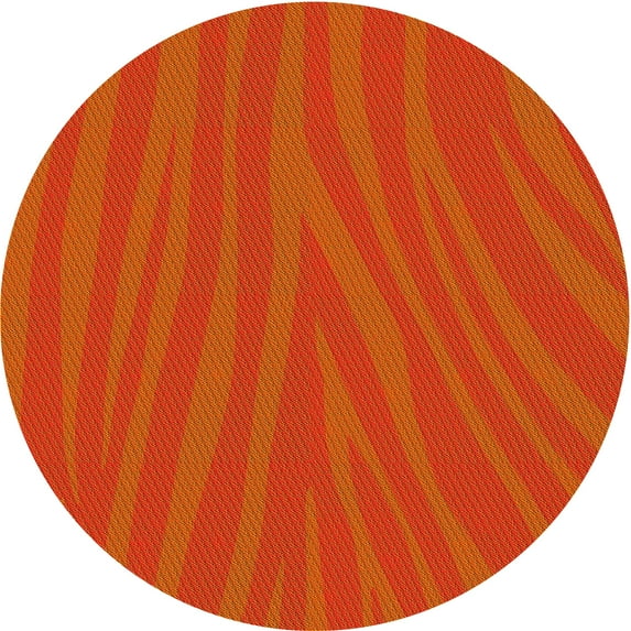 Ahgly Company Indoor Round Patterned Orange Red Orange Area Rugs, 5' Round