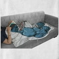 thumbnail image 6 of Fish Soft Flannel Fleece Throw Blanket, Smiling Toothy White Shark with Big Muscles on Arms Illustration Print, Cozy Plush for Indoor and Outdoor Use, 70" x 90", Pale Grey Petrol Blue, by Ambesonne, 6 of 6