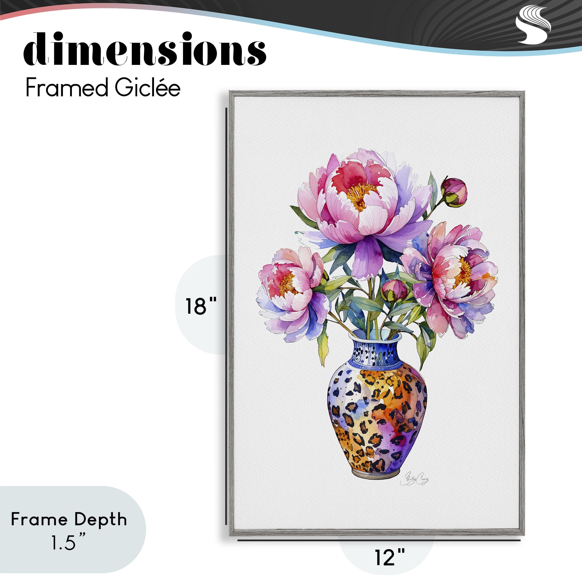 Stupell Industries Fierce Blooms Flower Vase Gray Framed Giclee Art, design by Shelly Craig