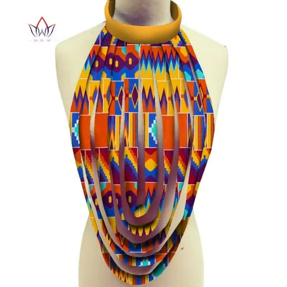 XIAOHUAGUA African Multi-Layered Rope Necklace Ankara Jewelry African Print Multistrand Necklace Africa Wax Necklaces