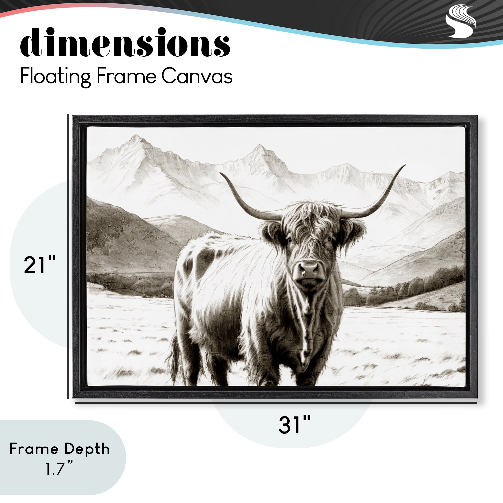 Stupell Industries Highland Sepia Sketch Black Framed Floater Canvas Wall Art, design by Kim Allen