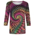 thumbnail image 5 of Xdegoge Womens Mardi Gras Tops Plus Size Crewnceck 3/4 Sleeve Top Luminous Casual Pullover Dazzling Neon Carnival Outfit, 5 of 7