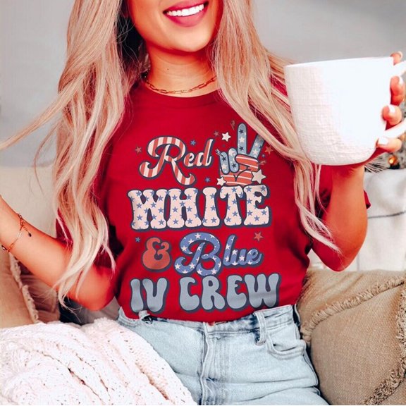 Iv Nurse 4Th Of July T-Shirt - Red White Blue Vat Picc Iv Crew Tshirt, Fourth Of July 4Th Independence Day Vascular Access Rn Shirt