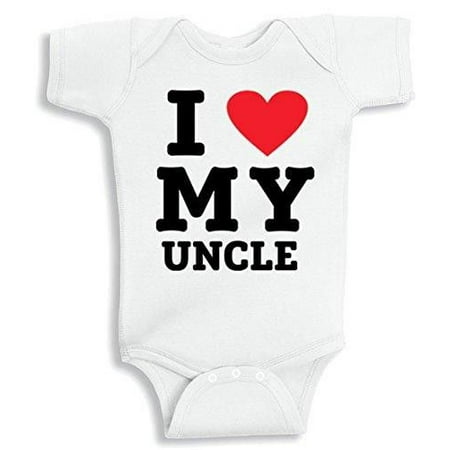 Lil Shirts I Love My Uncle Baby Bodysuit~0-3 Months / White