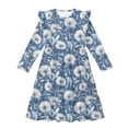 thumbnail image 4 of FKELYI Blue Dandelion Print Ruffle Twirly Dress for Girl Long Sleeve Crew Neck Casual Dress for Party Holiday Spring Fall Playwear for 3-14 Y Girls, 7-8 Y, 4 of 6