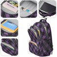 thumbnail image 4 of Purple and Black Checkered Pattern Backpack for School, Cute School Bag with Adjustable Shoulder Straps and Padded Back, 16.9"x12.6"x5.9", 4 of 5