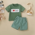 thumbnail image 2 of Xudanell Toddler Baby Boy Clothes Summer Short Sleeve T Shirt and Shorts Cute Infant Baby Dad Outfits Clothing Set Green 12-18 Months, 2 of 9