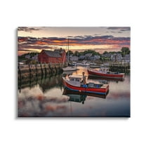 Stupell Boat Harbor Sunset Photography Landscape Photography Gallery Wrapped Canvas Print Wall Art