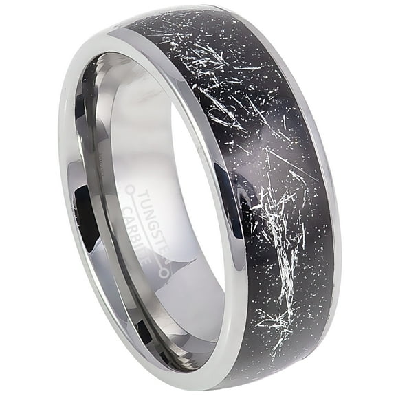 Jewelry Avalanche 8mm Dome Tungsten Mens Wedding Band, Cosmic Galaxy Ring