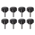 thumbnail image 1 of Uxcell 8 Pcs Boutons de Serrage Moletés M4 x 14mm 304 Acier Inoxydable Goujon Fileté Tête Ronde 18mm Vis à Pouce Noir, 1 of 5