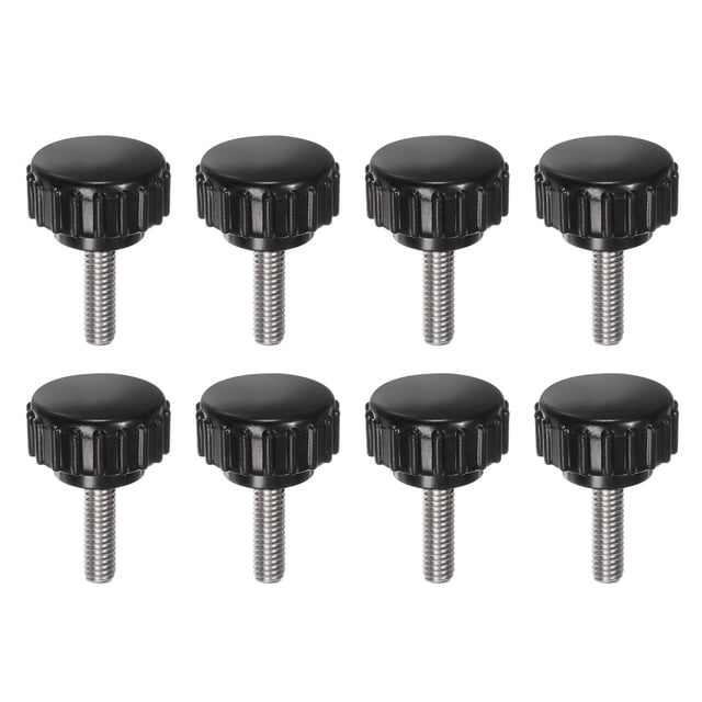 Uxcell 8 Pcs Boutons de Serrage Moletés M4 x 14mm 304 Acier Inoxydable Goujon Fileté Tête Ronde 18mm Vis à Pouce Noir