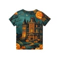 thumbnail image 4 of Boys Girls Halloween Short Sleeve Shirts Funny Ghost Pumpkin T-Shirt Cute Halloween Top 2-14 Years, 4 of 6