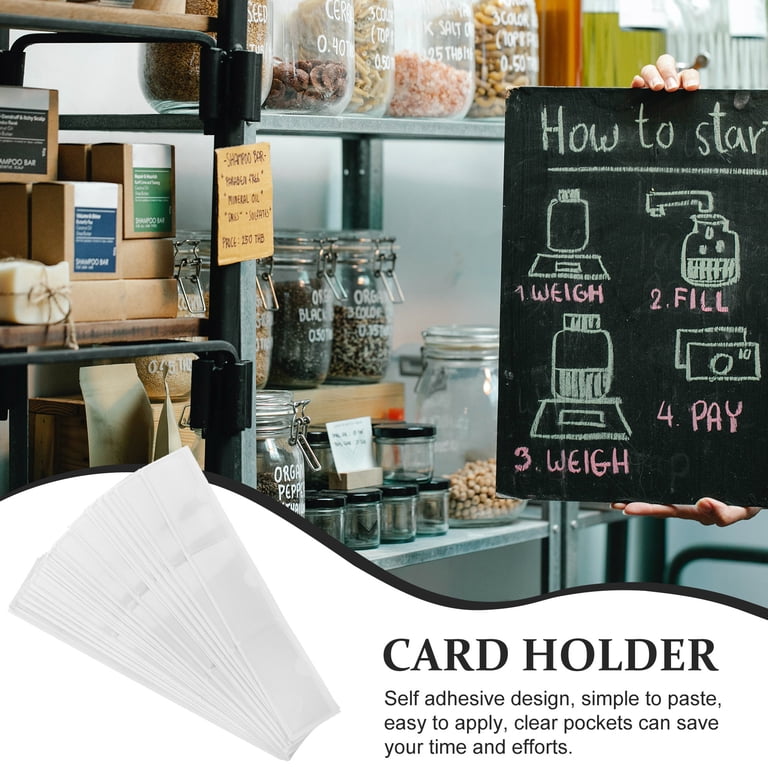 100 Pcs Label Set Sticky Pocket Clear Sticky Card Sleeves Plastic Card  Sleeves Index Card Holders Adhesive Pockets - Walmart.com