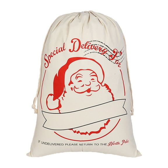 Canvas Christmas Gift Bag - " Christmas Santa Sacks Canvas Bags For Holiday "