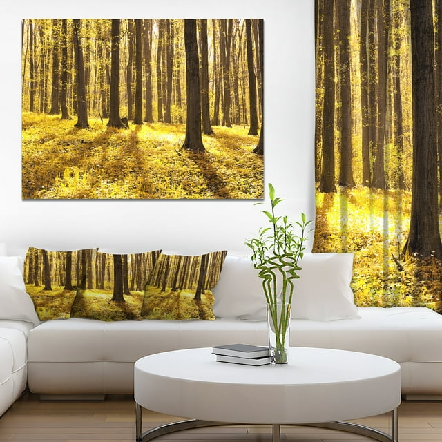 Bright Green Forest at Sunset - Modern Forest Canvas Art