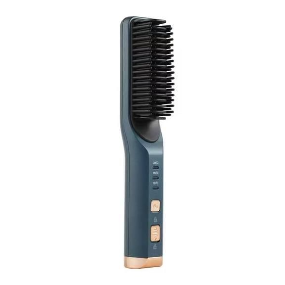 Cordless Beard Straightener Hair Comb Brush USB Rechargeable Wireless Anti Static Quick Heated Hair Straightening (Color : Blue)