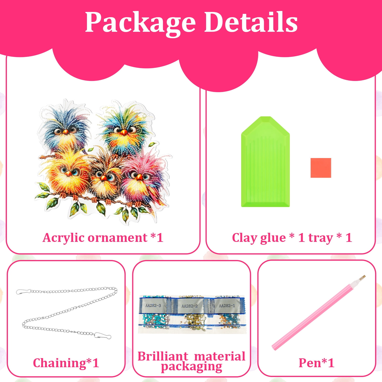 FYJUCPA Diamond Art Hanging Kit Bird DIY Diamond Art Painting Double Sided Diamond Art Craft Kit Painting Diamond Art Ornament for Living Room Bedroom