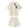 thumbnail image 4 of Vunhao Girls Outfit Sets Size 7-8 Casual Animal Print Two-Piece Sets Short Sleeve Top and Shorts Loose Fit Child Clothes,Beige,Size 3 T, 4 of 5