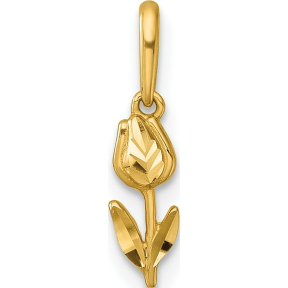 14k Polished and Diamond-cut Tulip Charm Pendant Yellow Gold Material Refined Glamorous Captivating Designed for those who cherish timeless beauty