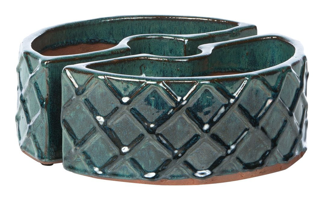 Trellis Round Ceramic Umbrella Planter Atlantis Blue Plant Fresh Herbs Or Flowers In This Two Piece Umbrella Planter That Fits Around Standard Umbrella Poles Up To 2 By Alfresco Home Walmart Com