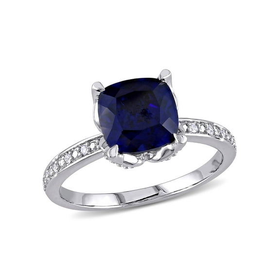 Everly Women's Diamond and Created Sapphire 10k White Gold Ring