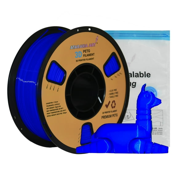 Ataraxia Art PETG Filament 1.75mm, 3D Printer Filament, 1kg/2.2lb Winding Spool, Dimensional Accuracy ±0.02mm, with Filament Storage Vacuum Bag, Fit Most FDM 3D Printer, Pantone Matched, PETG Blue